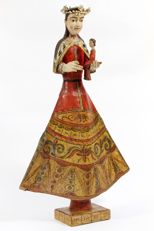 Santo Niño Santero (active 1830-1860), Our Lady of the Rosary, Bulto, New Mexico, wood, height 80 cm. Image courtesy The American Museum in Britain.