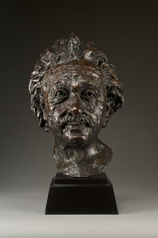 Albert Einstein, bronze, 1933, by Sir Jacob Epstein (1880-1959). On view at Robert Bowman’s exhibition of Modern British sculpture at his gallery at 34 Duke Street, St James’s from 28 January to 7 April. Image courtesy of Robert Bowman Ltd.
