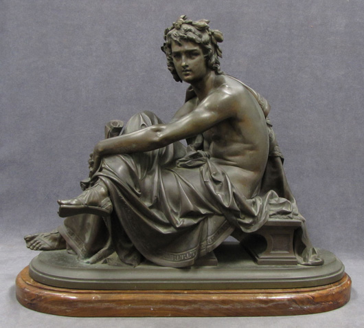 Albert Ernest Carrier-Belleuse (French 1824-1887) Bronze of the young Apollo. Image courtesy of William Jenack Estate Appraisers and Auctioneers.