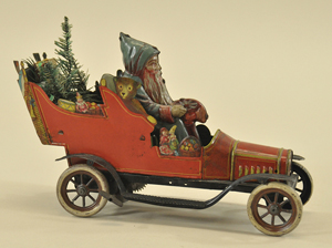 Fischer Father Christmas in auto, circa 1912, one of very few known, $25,875. Bertoia Auctions image.