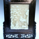 Chinese carved white jade screen, 19th century, unmarked, 18 1/4 inches high x 13 3/8 inches wide x 5 1/2 inches deep. Estimate: $13,000-$15,000. Image courtesy of Auctions by Showplace Antique & Design Center.