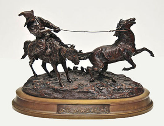 Evgeni Lanceray, ‘The Capture,’ bronze group, F. Chopin mark, 16 3/4 inches high x 25 1/8 inches long. Image courtesy of Auction Gallery of the Palm Beaches.