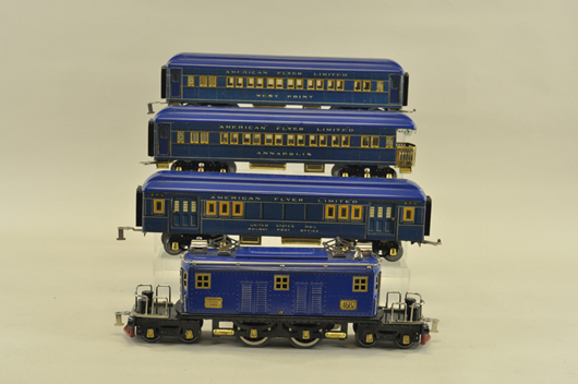 Circa-1927 American Flyer President’s Special boxed train set, $11,500. Bertoia Auctions image.