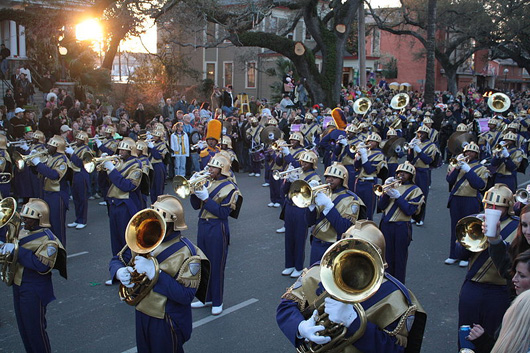  The St. Augustine High School "Marching 100" performing with the Krewe of Endymion in New Orleans' 2010 Mardi Gras. Photo by B1ed2. Licensed under the Creative Commons Attribution 3.0 Unported license.