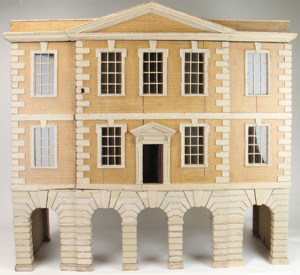Circa 1740-1750 Georgian quoined “stone” dollhouse known as the van Haeften House, owing to its prior ownership by the Baroness Ann van Haeften, top lot of the sale at $132,250. Noel Barrett Auctions image.