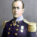 Captain Robert Falcon Scott, tinted photo from a 1912 newspaper The Sphere.