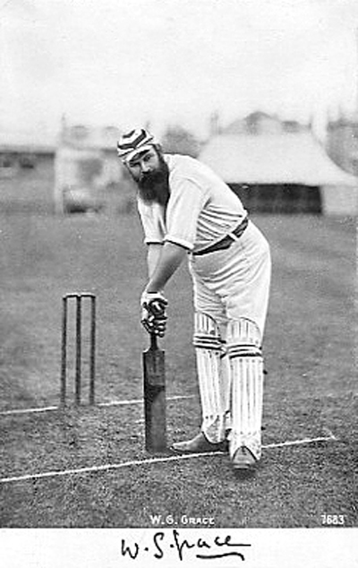 1883 photo of legendary English cricketer Gilbert "W.G." Grace (1848-1915).
