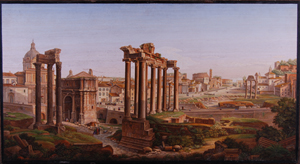 Italian micromosaic picture attributed to Cesare Roccheggiani and depicting the Roman Forum, 32 by 59 inches. Estimate $100,000-$200,000. Image courtesy of Myers Auction Gallery.