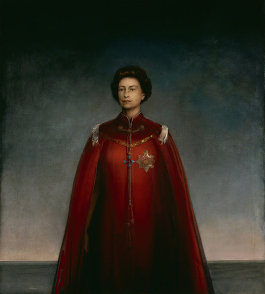 ‘Queen Elizabeth II, 1969,’ Pietro Annigoni,  Oil on panel, 1981 x 1778 mm, National Portrait Gallery, London (4706). © National Portrait Gallery, London.