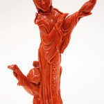Chinese carved coral figurine featuring a celestial beauty, $13,035. Clars Auction Gallery image.