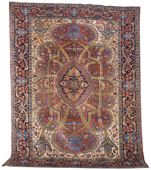 This desirable Serapi carpet, late 19th century, is expected to achieve $18,000 to $25,000. Image courtesy of Clars Auction Gallery.