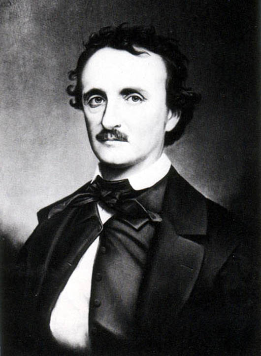 Edgar Allan Poe in an 1860s portrait by Oscar Halling from a daguerreotype. Image courtesy of Wikimedia Commons.