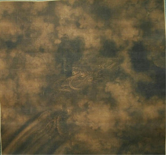 Chinese scroll painting of dragon, ink on silk, Ming Dynasty (1368-1644), unmarked. Provenance: Sotheby's New York, Nov. 26, 1990. Dimensions: image area 33 inches long x 34 1/2 inches wide. Estimate: $30,000-$50,000. Image courtesy of Showplace Antique & Design Center.