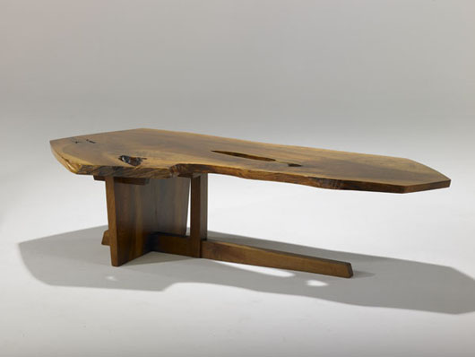 George Nakashima, Minguren I coffee table, estimate: $15,000-$25,000. Image courtesy Rago Arts and Auction Center.