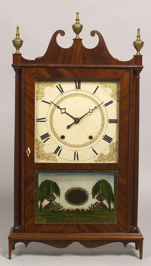 Clock repairman Dave Myers says that clocks made by Eli Terry are among his favorites. This Federal pillar and scroll clock was made by Eli and Samuel Terry, Plymouth, Conn., circa 1825. Image courtesy of LiveAuctioneers Archive and Skinner Inc.