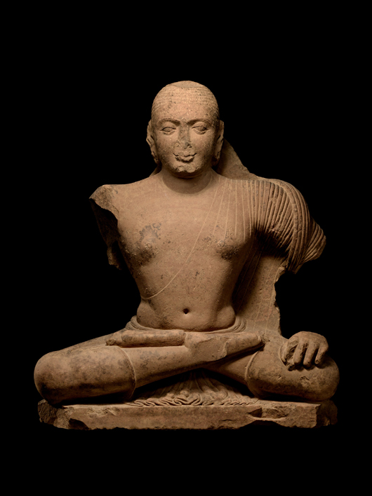 For his first appearance at the Winter Antiques show Carlton Rochell brought this massive sandstone Buddha figure, India, Kushan Dynasty, circa first century. Image courtesy of Winter Antiques Show.