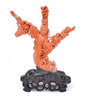 This Chinese coral figural carving of a celestial maiden and children will be among the many highlights of the Asian category at Clars’ February auction. Image courtesy of Clars Auction Gallery.
