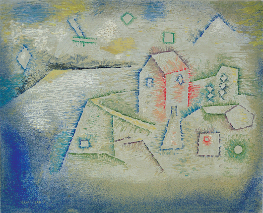 ‘Landhaus im Norden’ by Paul Klee (Swiss, 1879-1940). is estimated to achieve $400,000 to $600,000. Image courtesy of Clars Auction Gallery.