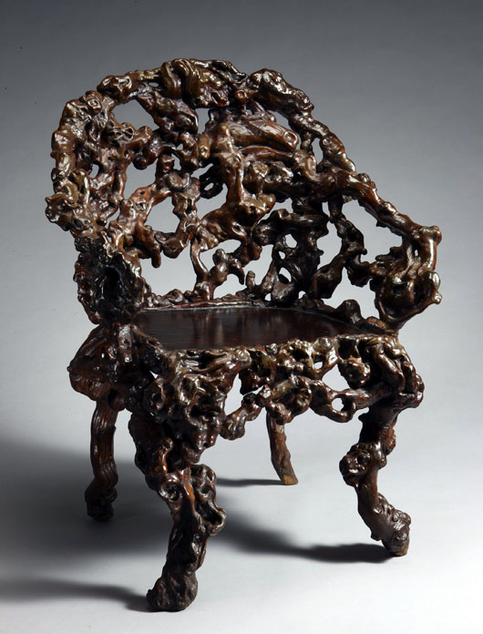 Chair, from Xishangting, rootwood. Image courtesy of the Metropolitan Museum of Art and the Palace Museum, Beijing.