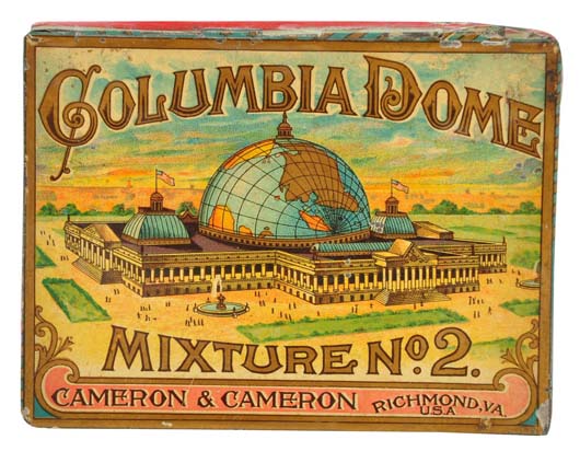 Columbia Dome square-corner pocket tin, $3,750. Morphy Auctions image.