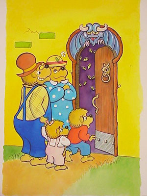 On original illustration for the a Berenstain Bears book. Image courtesy of LiveAuctioneers Archive and The House in the Woods Auction Gallery.