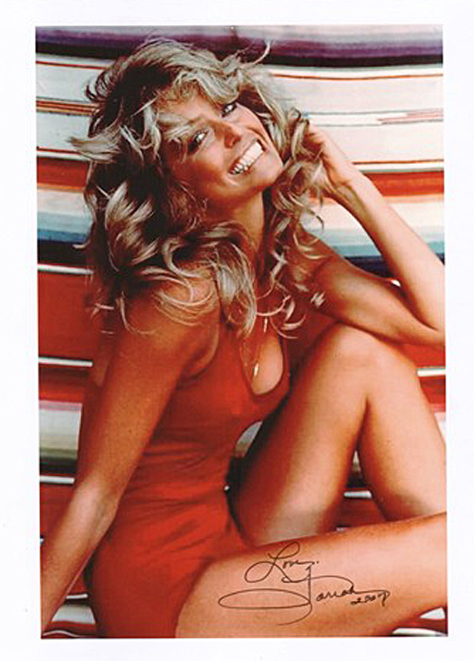 The famous poster of Farrah Fawcett came out the same year that the TV series ‘Charlie’s Angels’ debuted. Image courtesy of LiveAuctioneers Archive and Signature House.
