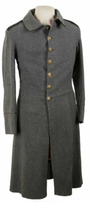 Enlisted man's gray shell militia frock coat, circa 1860, U.S. New York Regiment, very clean. Image courtesy of Fontaine’s Auction Gallery.