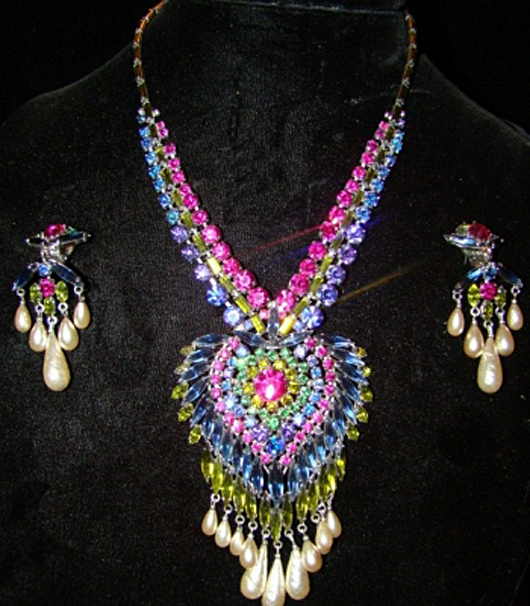 Rare West German necklace and earrings suite. Image courtesy Tonya Cameron Auctions.