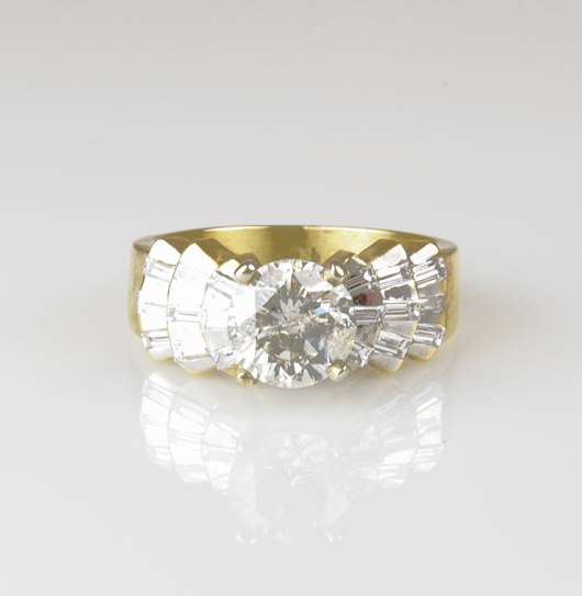 Yellow gold diamond wedding set, $4,800. Morton Kuehnert Auctioneers image.