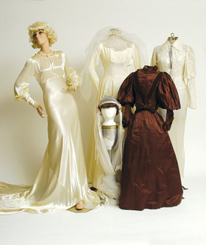 A collection of wedding dresses from the 1890s to the 1950s. Image courtesy of LiveAuctioneers and RM Auctions.
