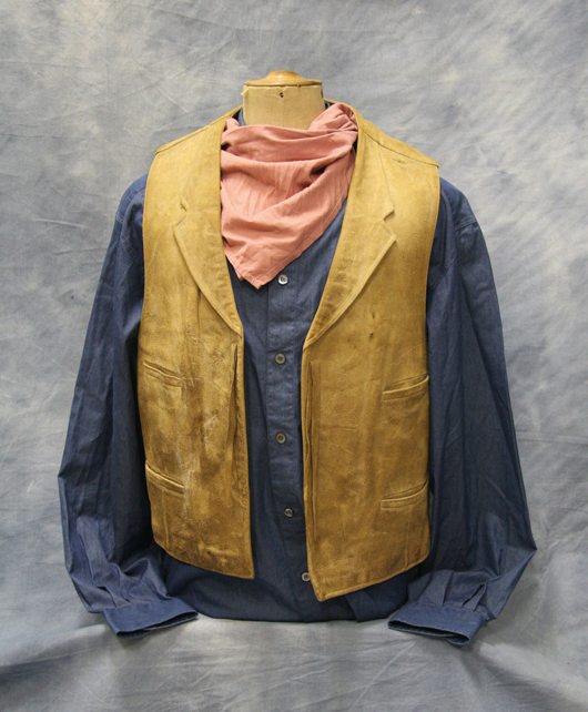 The vest, shirt and scarf worn by John Wayne in the original 1969 ‘True Grit’ movie sold for  $21,850. Image courtesy of High Noon Western Americana.