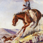 ‘Wild Horses,’ a signed oil on board by Will James, brought the highest price of the auction at $149,500. Image courtesy of High Noon Western Americana.