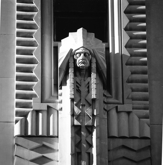 Art Deco sculptures of American Indians adorn the facade of the 1928 Penobscot Building in Detroit. Image by Einarsson Kvaran. This file is licensed under the Creative Commons Attribution-Share Alike 3.0 Unported.