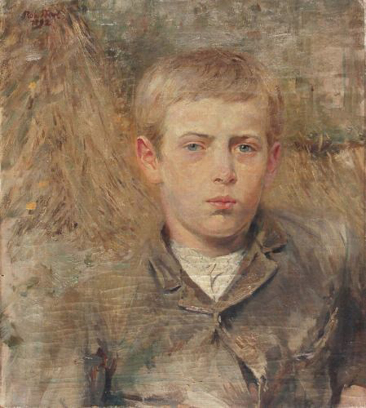 A 1972 untitled pastel on paper by Max Ackermann (1887-1975), currently on exhibit at Doebele Galerie + Kunstauktionen in Berlin. Photo courtesy Robert H. Sterl, ‘Farm Boy With Straw Bales,’ oil on canvas, 1892. Photo courtesy Schmidt Kunstauktionen. Galerie + Kunstauktionen.