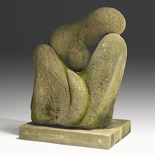 Wharton Esherick sandstone sculpture ‘Andante’ brought $67,100. Image courtesy Rago Arts and Auction Center.