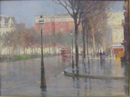 Paul Cornoyer (American 1864-1923), View in New York City. Image courtesy of William J. Jenack Estate Appraisers and Auctioneers.