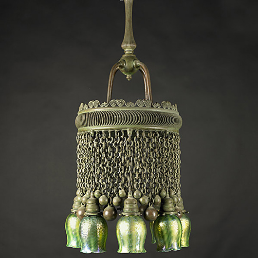 Tiffany Studios bronze Moorish chandelier, $51,850. Image courtesy Rago Arts and Auction Center.