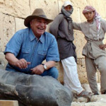 Zahi Hawass displays a Ptolemaic statue discovered at Taposiris Magna on May 8, 2010. Image courtesy of Wikimedia Commons.