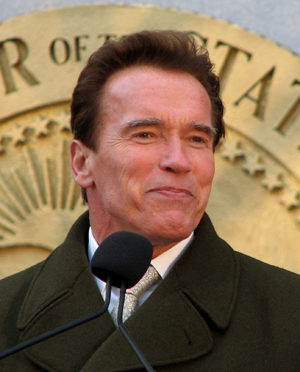 Gov. Schwarzenegger at the California capitol building in December 2008. Image by Nate Mandos. This file is licensed under the Creative Commons Attribution-Share Alike 2.0 Generic license.
