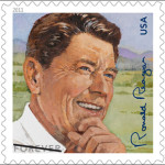 The newly issued Ronald Reagan "Forever" stamp commemorating the late President's centennial year. Image courtesy of The United States Postal Service.