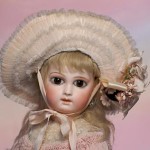 This French bisque deluxe portrait bebe by Jumeau has dramatic ‘wrap-around’ eyes. One of Emile Jumeau’s earliest period bebes, this 15 1/2-inch doll has a $9,000-$13,000 estimate. Image courtesy of Frasher’s Doll Auctions.