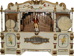 Stinson Organ Co. front on Wurlitzer double tracker band organ, which uses a standard Wurlitzer 165 music roll. Image courtesy of Victorian Casino Antiques.