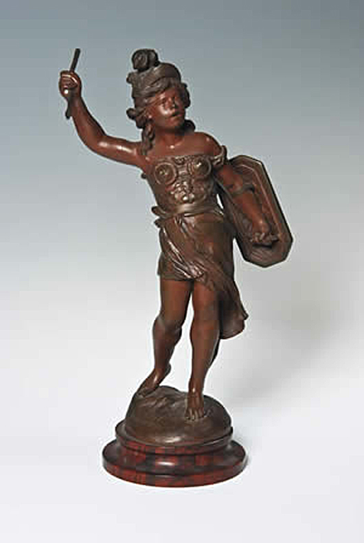 Auguste Moreau bronze. Estimate: $200-$300. Image courtesy of S.B. & Co. Auctioneers.