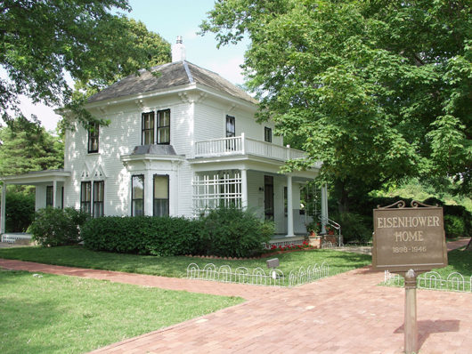 Eisenhower’s boyhood home is located on the grounds of the Eisenhower Presidential Library and Museum in Abilene, Kan. Image courtesy of the Eisenhower Presidential Library and Museum