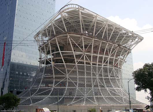 This photo of Museo Soumaya while it was under construction reveals the building's extraordinary framework. Architect: Photo taken Sept. 22, 2010 by Carlos Alcocer Sola. Licensed under the Creative Commons Attribution-Share Alike 2.0 Generic license.