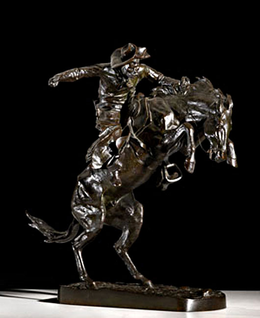 Frederic Remington's bronze ‘Broncho Buster.’ Estimate: $200,000-$300,000. Image courtesy of Cowan’s Auctions.
