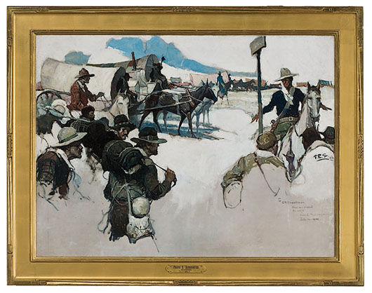 Frank Schoonover's ‘The Line Stretched For Miles As It Had Stretched Once Before. Estimate: $50,000-$75,000. Image courtesy of Cowan’s Auctions.