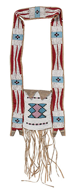 Assiniboine beaded hide bandolier bag. Estimate: $15,000-$20,000. Image courtesy of Cowan’s Auctions.
