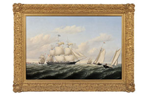 The portrait of the Speedwell descended in the family of Capt. Benjamin J. Gibbs, the ship's first and only master. The painting by William Bradford (American, 1823-1892) sold for $248,000 inclusive of the buyer’s premium. Image courtesy of Skinner Inc.
