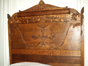 One bedroom had a magnificent three-piece bedroom set in it. However, it was all quartersawn golden oak veneer with the applied molding from the turn of the 20th century. It was great set – for the Golden Oak period - but certainly missed the mark of “articles from the mid-1850s.